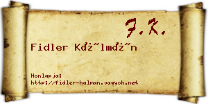 Fidler Kálmán névjegykártya