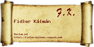 Fidler Kálmán névjegykártya